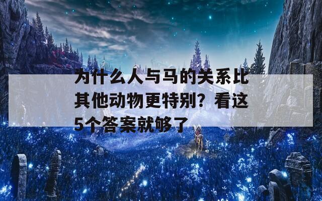 为什么人与马的关系比其他动物更特别？看这5个答案就够了