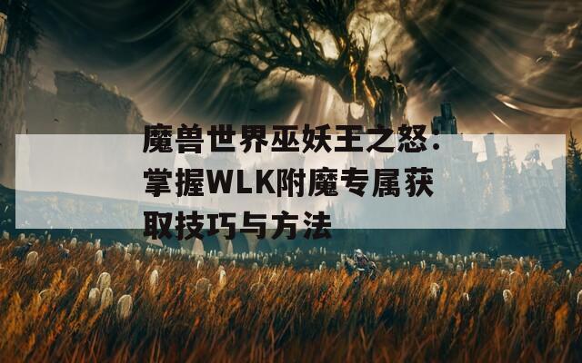 魔兽世界巫妖王之怒：掌握WLK附魔专属获取技巧与方法