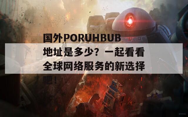 国外PORUHBUB地址是多少？一起看看全球网络服务的新选择吧！