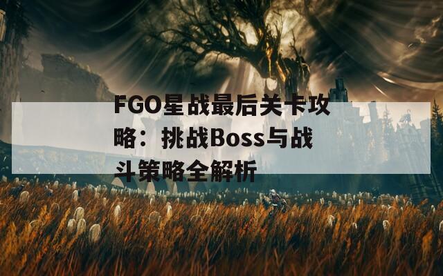 FGO星战最后关卡攻略：挑战Boss与战斗策略全解析