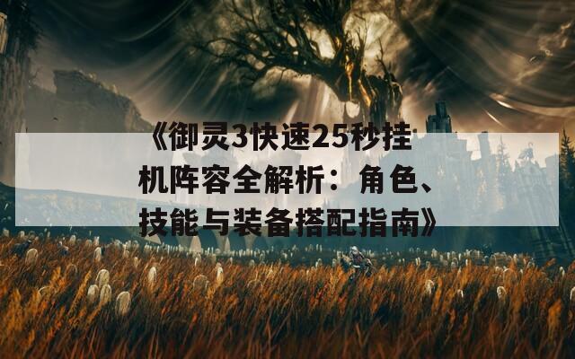 《御灵3快速25秒挂机阵容全解析：角色、技能与装备搭配指南》