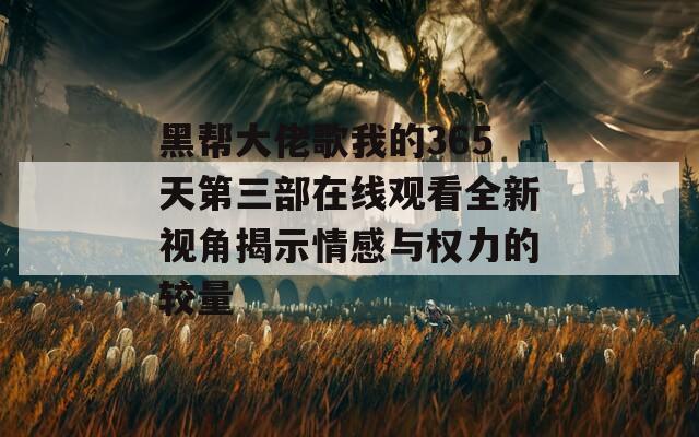 黑帮大佬歌我的365天第三部在线观看全新视角揭示情感与权力的较量