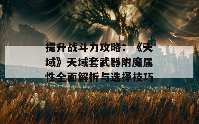 提升战斗力攻略：《天域》天域套武器附魔属性全面解析与选择技巧